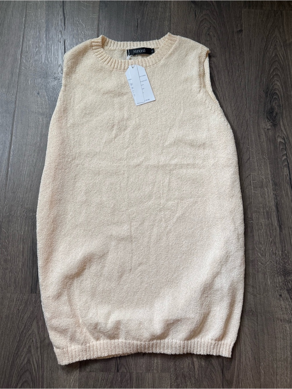 Cream Sleeveless Knit Tunic Top - Relaxed Crew Neck